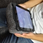 Grey iPad Pro protective cushion or travel rest pillow by Ambient Lounge