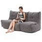 3 Piece Movie Couch Bean bag in Luscious Grey Interior Fabric