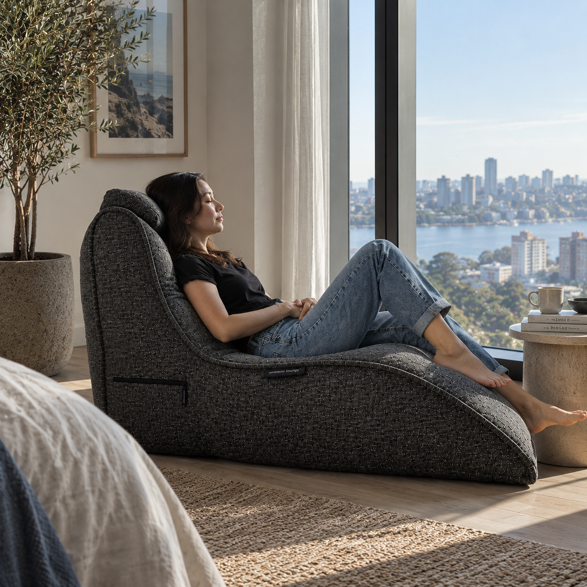 Avatar Lounger with Headrest in Charcoal Galleria – view 4
