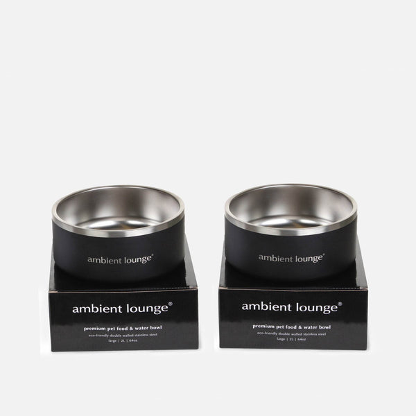 2L Double-Wall Stainless Steel Food & Water Dog Bowl (Set of 2)