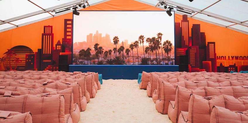 Epic Outdoor Cinema design with ambient lounge bean bag