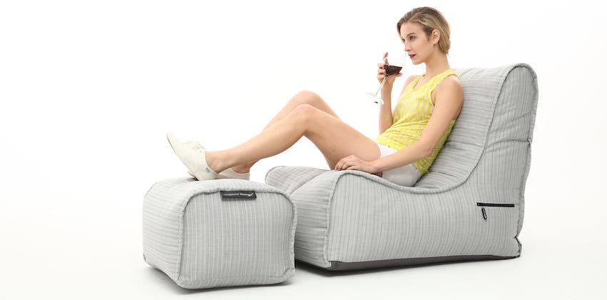 Glamping chairs by ambient lounge - evolution sofa in Silver waterproof fabric