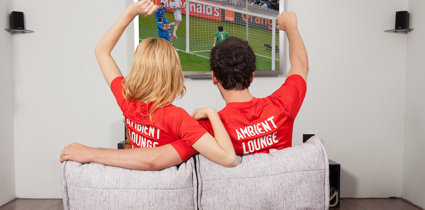 World cup watching England football team on deluxe ambient lounge bean bag