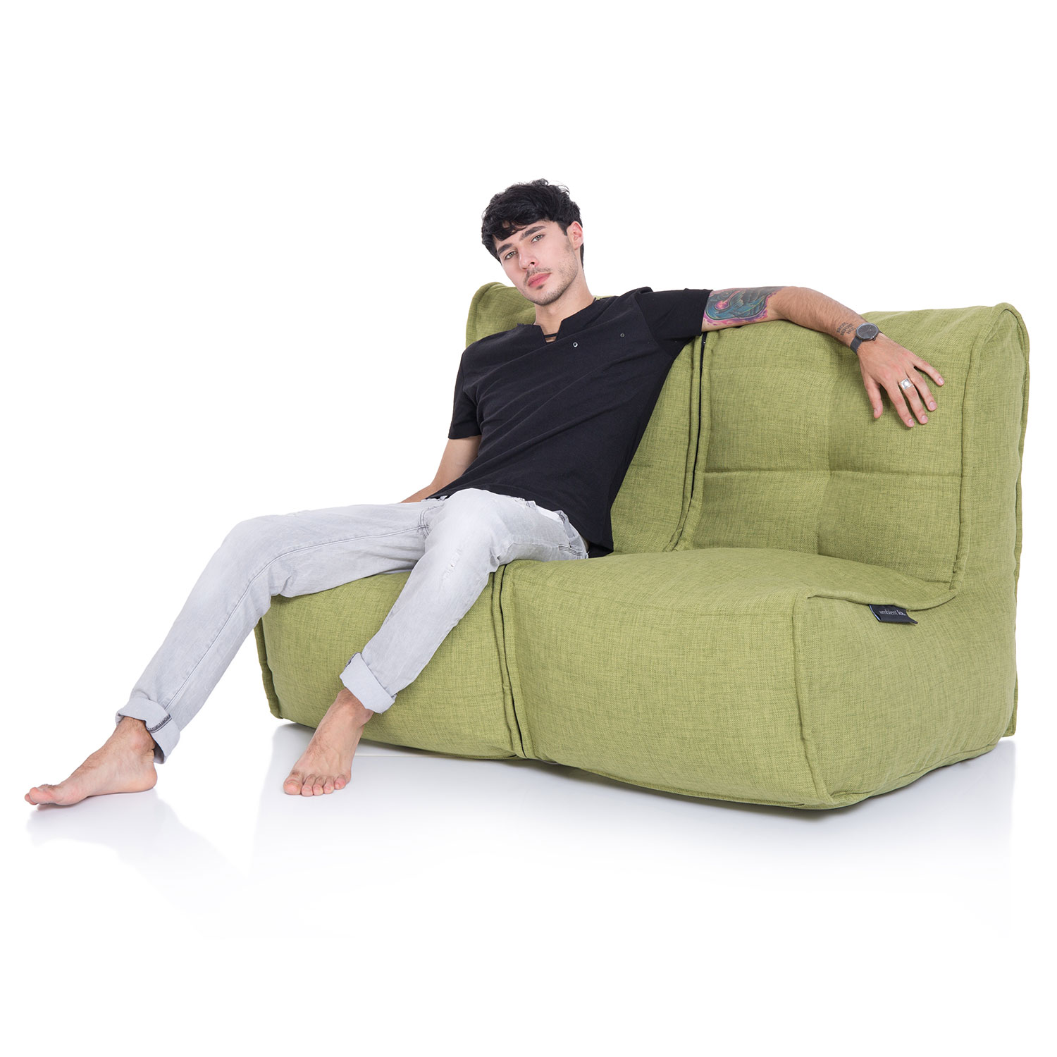 2 Seater Green Sofa  Designer Bean Bag  Couch Green 