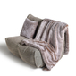 Ambient Lounge Twin couch with cappuccino faux fur throw. Perfect set for winter.