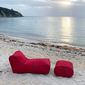 red designer sofa set in Sunbrella fabric bean bag by Ambient Lounge