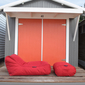 red designer sofa set in Sunbrella fabric bean bag by Ambient Lounge