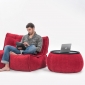 Red Versa Table made of bean bags