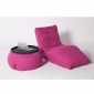 Pink Versa Table made of bean bags