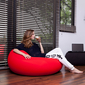 lounge in a red bean bag