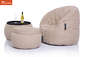 cream designer sofa set in Sunbrella fabric bean bag by Ambient Lounge