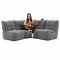 Comfortable Corner Modular Furniture bean bag Grey Couch Interior Fabric