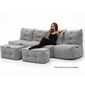 comfortable 4 Piece Modular Quad Couch Bean Bags in Grey Interior Fabric