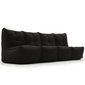 comfortable 4 Piece Modular Quad Couch Bean Bags in black Interior Fabric