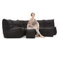 5 Piece Modular Living Lounge Bean Bag in Black Sapphire Interior Fabric