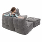 comfortable 4 Piece modular Couch Bean Bags in grey Interior Fabric