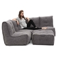 4 Piece Modular Corner Deluxe in Luscious Grey Interior Fabric