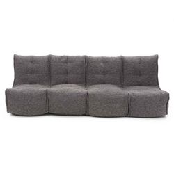 comfortable 4 Piece Modular Quad Couch Bean Bags in Grey Interior Fabric