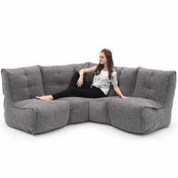 Grey fabric modular sofa bean bags by ambient lounge for home cinema