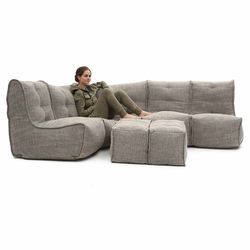 5 Piece Modular Living Lounge Bean Bag in Beige Interior Fabric