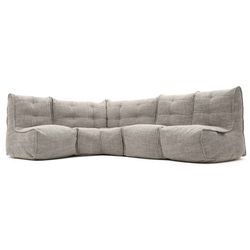 4 Piece Modular L sofa Bean Bags in beige Interior Fabric