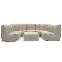 6 Modular Max Lounge Bean Bags in Beige Interior Fabric